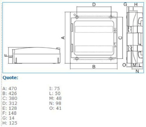 IP65 36 GRI Centralino IP65 36 moduli portella fumè linea Pablo, grigio - BOCCHIOTTI B06526
