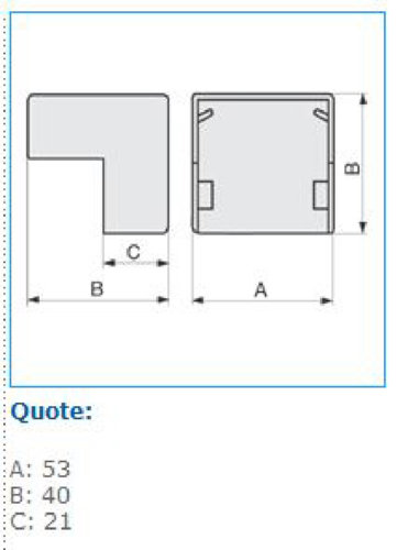 AEM 50x20 W Angolo Esterno per minicanali TMC/TMU, Bianco - BOCCHIOTTI B09788