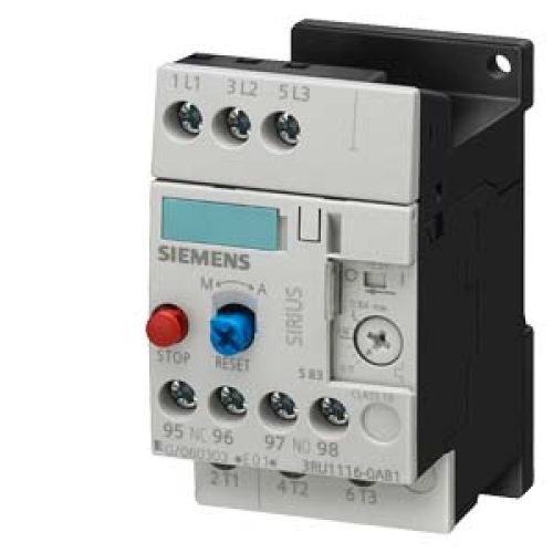 Relè Sovraccarico 3,5-5 A Protezione Motore Grandezza S00, Classe 10 Montaggio contattore Circuito Principale Morsetto a vite - SIEMENS 3RU11161FB0