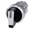 Selettore, illuminabile, 22 mm, tondo, in metallo, lucido, bianco, selettore, corto, 3 posizioni di commutazione I>O<II, ad impulso, angolo di intervento 2x45° - SIEMENS 3SU10522BM600AA0