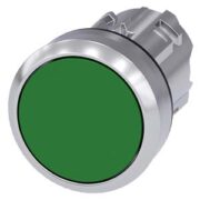 Pulsante, 22 mm, rotondo, in metallo, lucido, verde, pulsante, tipo contatto momentaneo piatto - SIEMENS 3SU10500AB400AA0