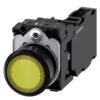 Pulsante luminoso, 22 mm, rotondo, in plastica, giallo, pulsante, piatto, ad impulso, con supporto, 1 NO+1 NC, modulo LED con LED integrato 24 V AC/DC, morsetto a vite - SIEMENS 3SU11020AB301FA0