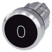 Pulsante, 22 mm, Rotondo, in metallo, lucido, nero, scritta: O, pulsante, tipo contatto momentaneo piatto - SIEMENS 3SU10500AB100AD0