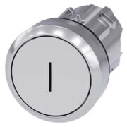 Pulsante, 22 mm, Rotondo, in metallo, lucido, bianco, scritta: I, pulsante, tipo contatto momentaneo piatto - SIEMENS 3SU10500AB600AC0