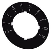 Targhetta di identificazione per potenziometro, etichetta nera, caratteri bianchi, con scritta: 0-9 Diametro esterno 40 mm - SIEMENS 3SU19000BG160RT0