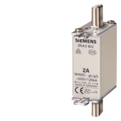 Cartuccia fusibile NH, NH000, In: 35 A, gG, Un AC: 500 V, Un DC: 250 V - SIEMENS 3NA3814