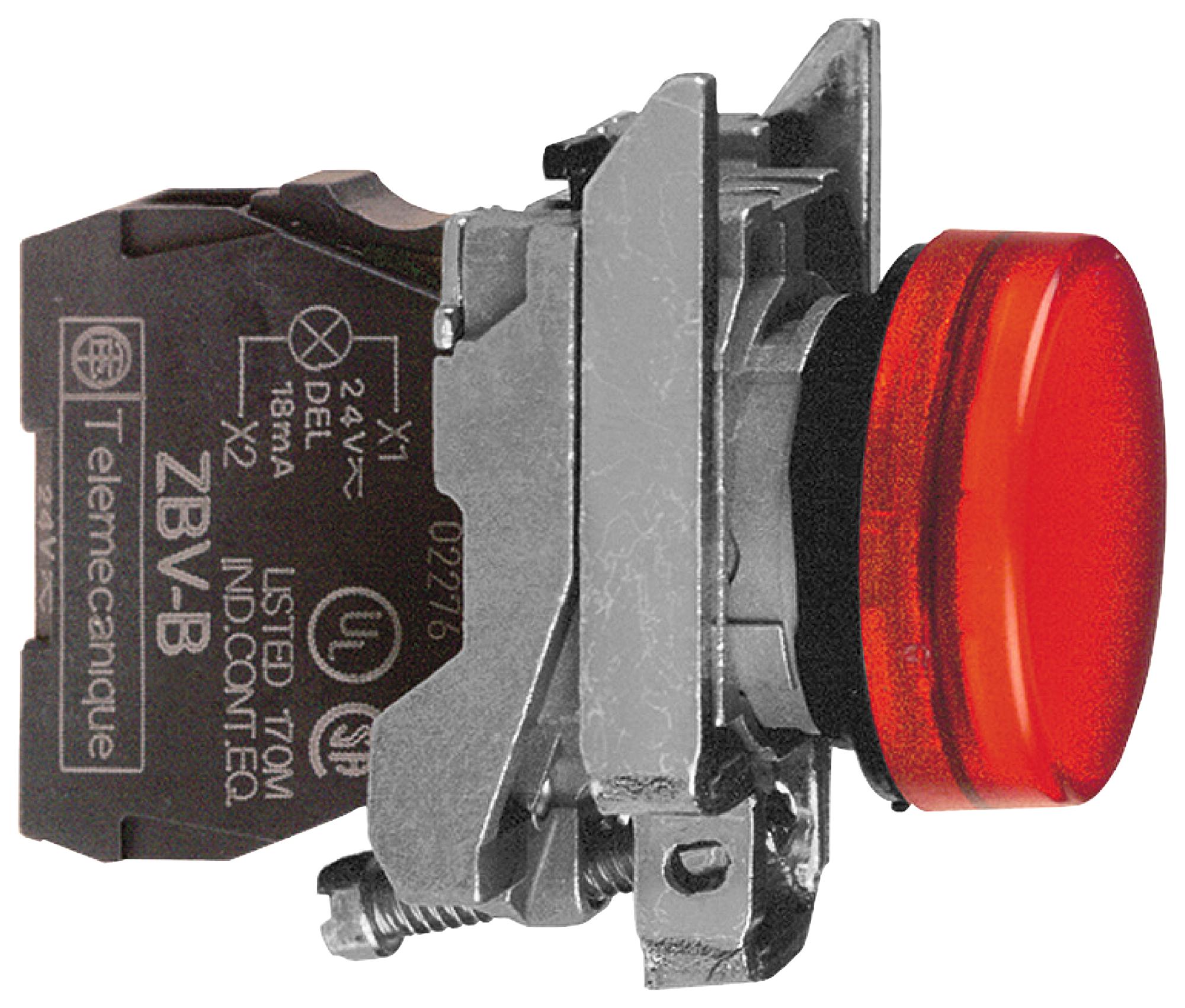 Lampada Spia Ø22, IP65, Rossa, LED integrato, 24V - SCHNEIDER XB4BVB4