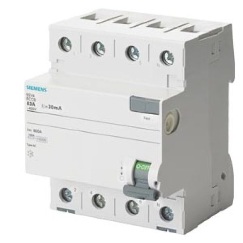 Interruttore Automatico Differenziale, 4 poli, tipo AC, In: 80 A, 300 mA, Un AC: 400 V - SIEMENS 5SV46470