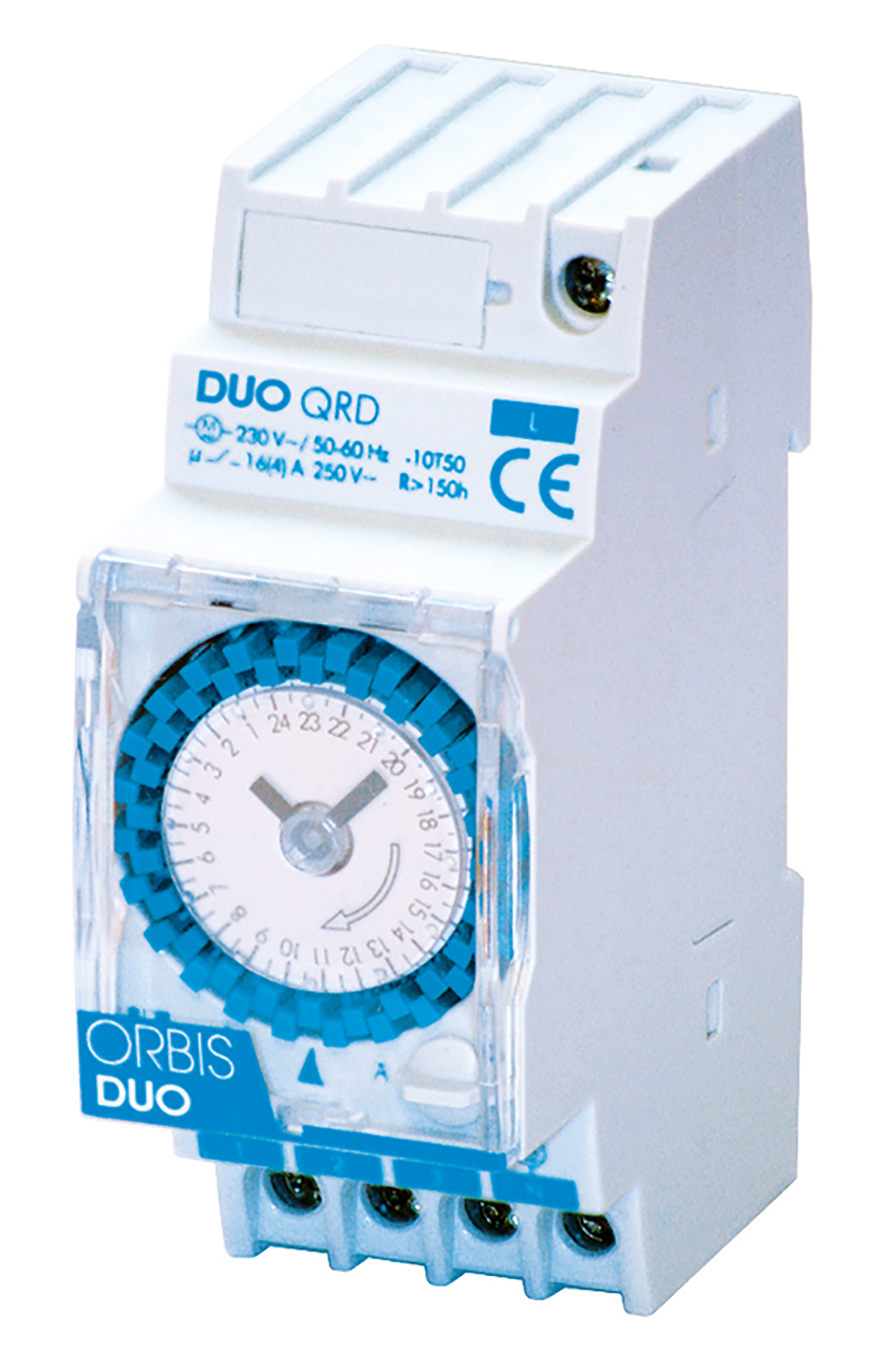 DUO QRD Interruttore orario elettromeccanico 2 moduli DIN, giornaliero, riserva 150 ore, 230V - ORBIS OB292032