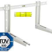 Staffa supporto per unità esterne condizionatori, certificata TUV,con BARRA per regolazione e livella, portata massima a coppia 100kg - ORBIS OB588020