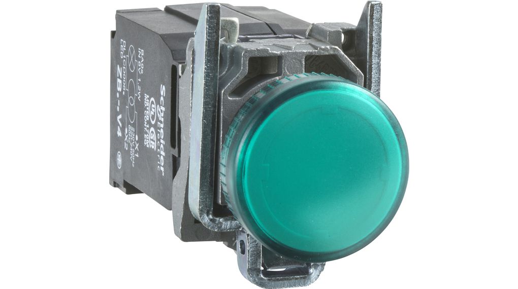 Lampada spia Ø22, IP65, Verde, LED integrato, 24V - SCHNEIDER XB4BVB3