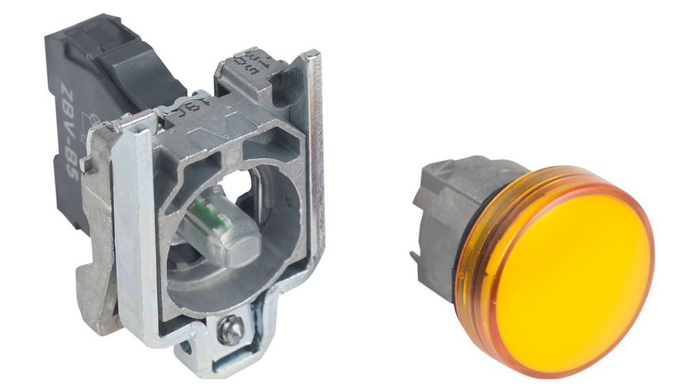 Lampada spia Ø22 IP65, Gialla, LED integrato, 24V - SCHNEIDER XB4BVB5