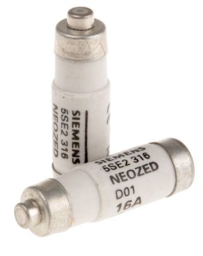 Fusibile Neozed, 16A, 50 kA a 400 V ca, 8 kA a 250 V cc, fusibile D01, cat. gG, indicatore Grigio, corpo - SIEMENS 5SE2316
