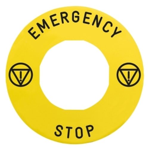 Etichetta Rettangolare Ø60 per arresto emerg.-EMERGENCY STOP/logo ISO13850 - SCHNEIDER ZBY9330T