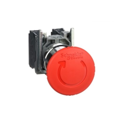 Pulsante Arresto Emergenza Ø22 testa fungo Ø40 rosso sblocco a rotazione 1NO+1NC - SCHNEIDER XB4BS8445