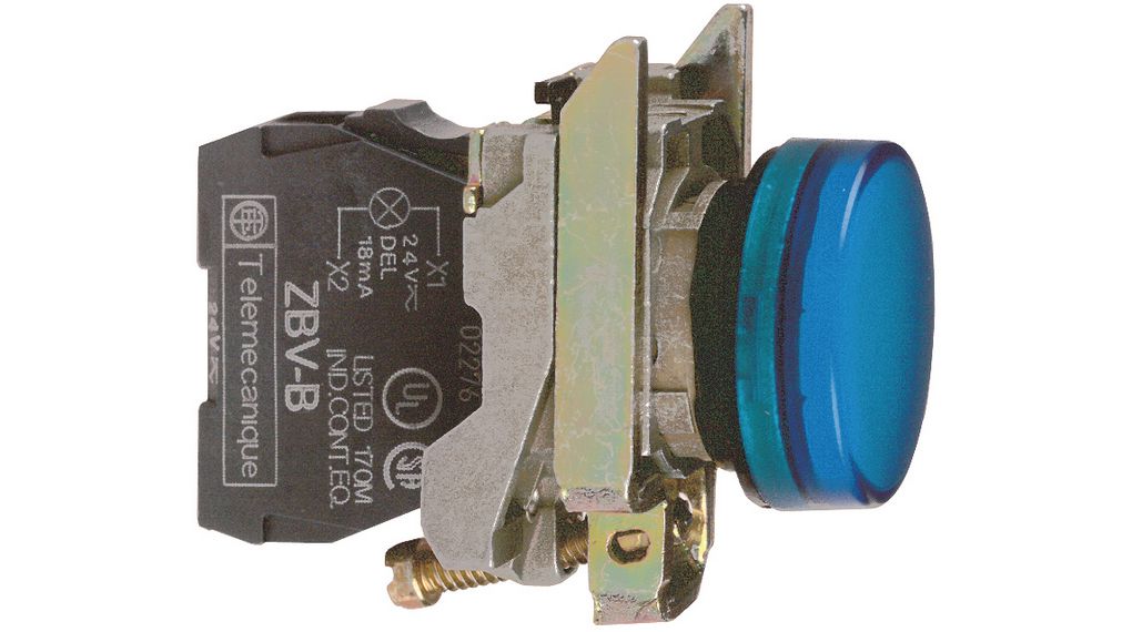 Lampada Spia Ø22, IP65, Blu, LED integrato, 24V - SCHNEIDER XB4BVB6
