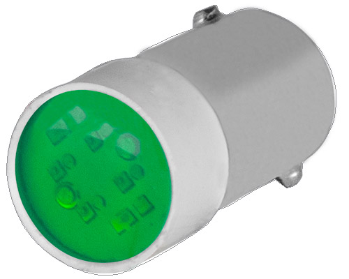 Lampadina Led Multichip verde, BA9S, 24 V AC-DC, luce fissa - ELFIN 010BA9SLV24