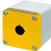 Scatola Pulsantiera Alluminio M10 85x85x85, 1 foro Ø 22, con entrata cavo, giallo - ELFIN 040C0808-8EGP1