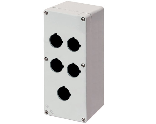 Scatola Pulsantiera Alluminio M4 92x205x100, 5 fori Ø 22, senza entrata cavo - ELFIN 040C0920-1P5C