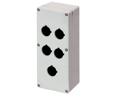 Scatola Pulsantiera Alluminio M4 92x205x70, 5 fori Ø 22, senza entrata cavo - ELFIN 040C0920-7P5C