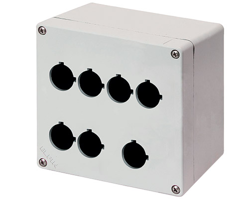 Scatola Pulsantiera Alluminio M4 152x152x100, 7 fori Ø 22, senza entrata cavo - ELFIN 040C1515-1P7C