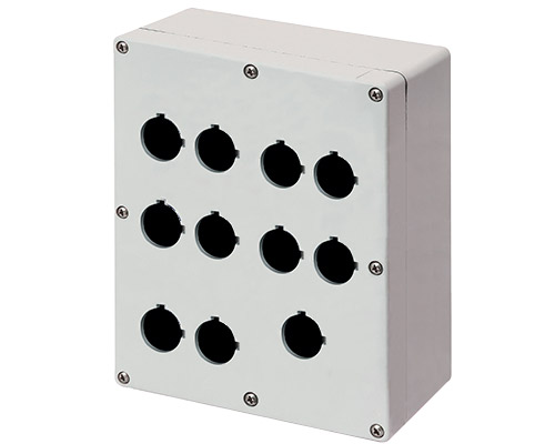 Scatola Pulsantiera Alluminio M4 170x205x100, 11 fori Ø 22, senza entrata cavo - ELFIN 040C1720-1P11C