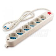 Multipresa con 6 prese universali, con Interruttore, Bianca - ALPHA ELETTRONICA 23-043/6
