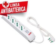 Multipresa Antibatterica FIDO, 4 prese Bipasso itaesche, 2P+T 16A, Cavo Antibatterico da 1,5 m. 3G1 H05VV-F con Interruttore Luminoso - FANTON 410100AB