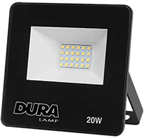 Proiettore a LED di basso spessore impiegabile in esterni ed in interni, 20W, IP65, Luce Fredda 6000K, Nero - DURALAMP PANTH-ST20C
