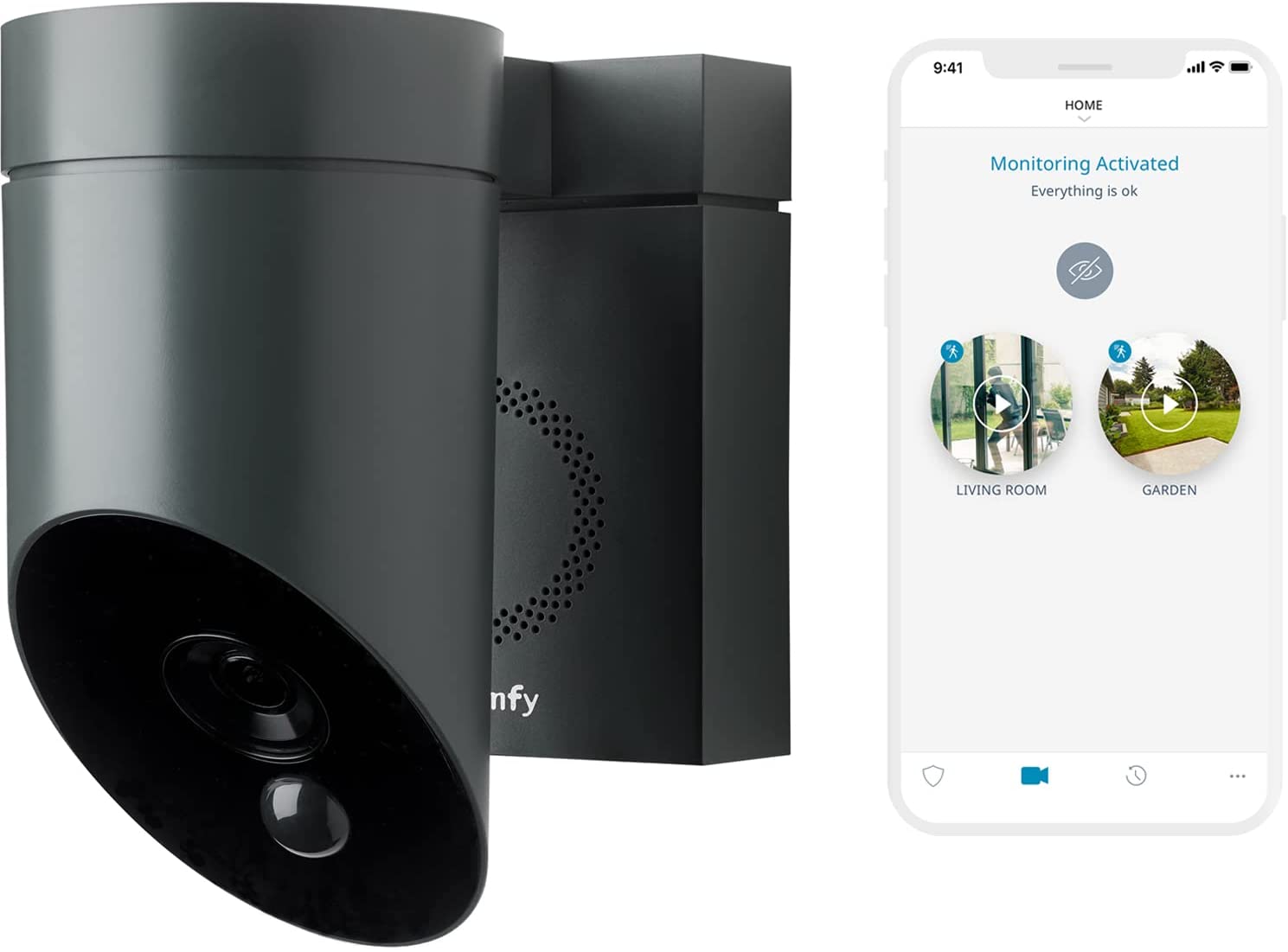 Somfy Telecamera Esterna Wireless con sirena, Casa Connessa, Smart Home, Grigia - BFT 2401563