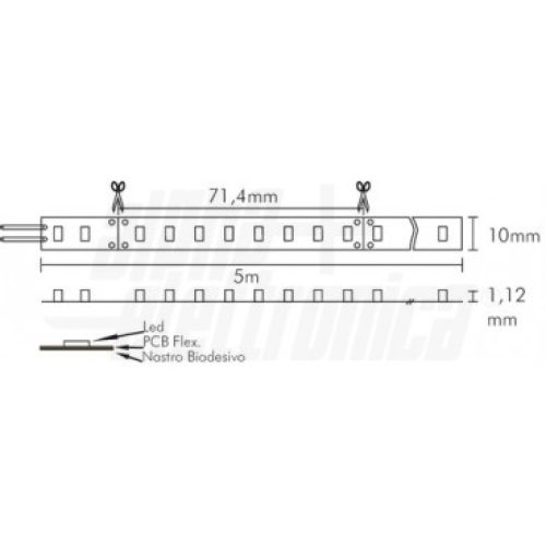 Striscia Led 112 Led/m 2835 0,5W 24Vdc 16,8W/m Bianco caldo - ALPHA ELETTRONICA JO35016242WW