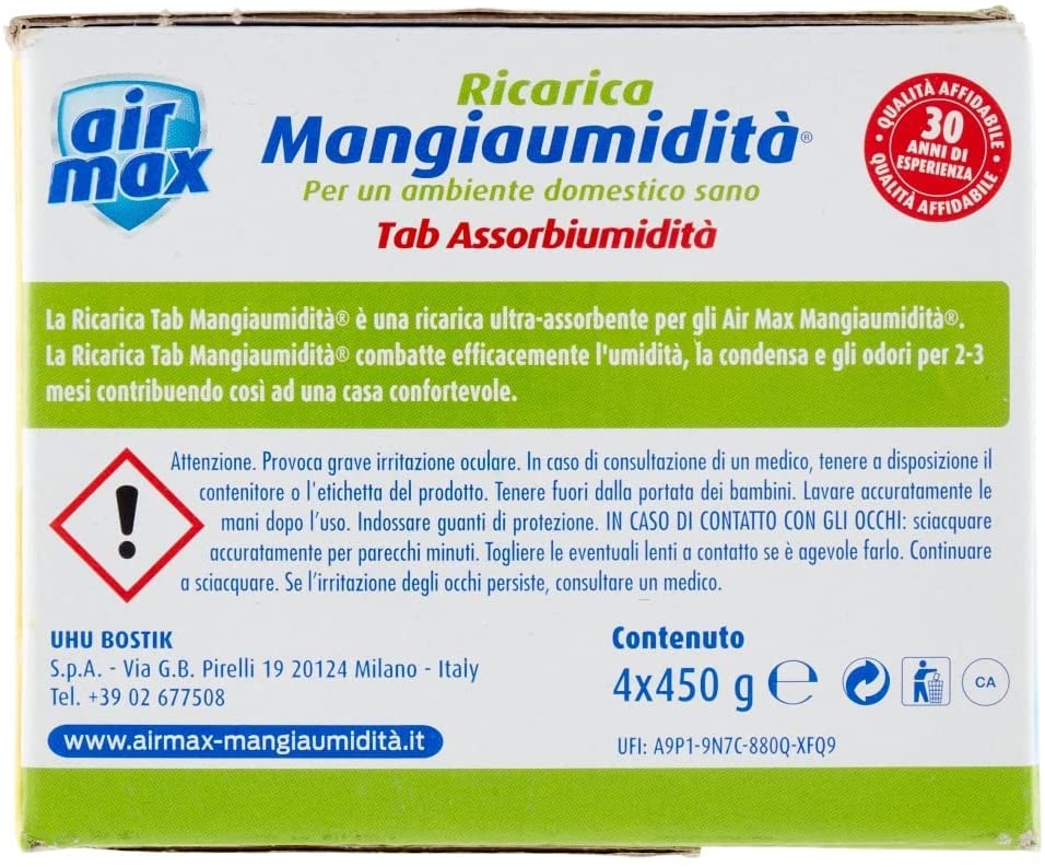 Air Max Ricarica Tab Neutra Mangiaumidità 4x450g - UHU BOSTIK D0092