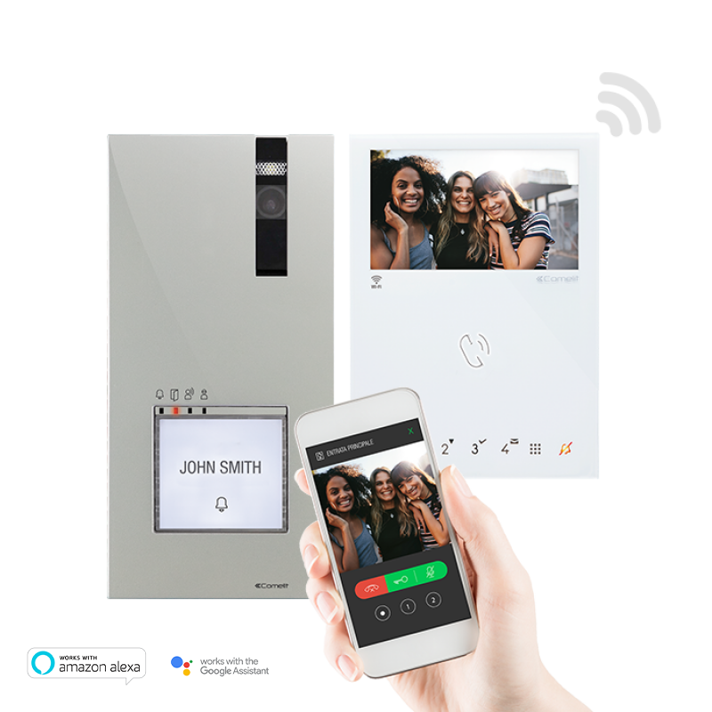 Kit Videocitofono Monofamiliare Quadra e Mini, Vivavoce Wi-fi, 2 Fili - COMELIT 8451V