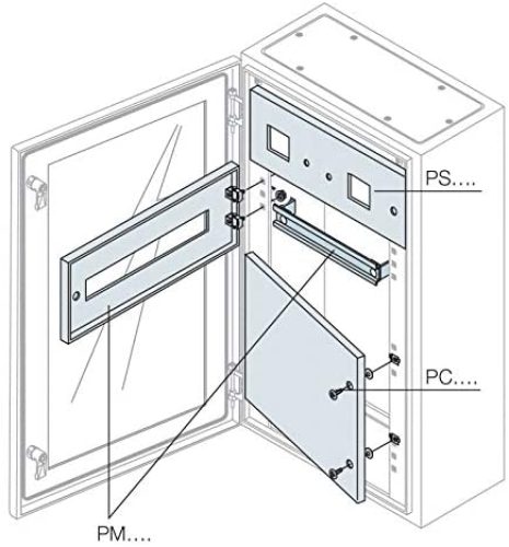 Pannello 14 moduli DIN+guida DIN+staffa di fissaggio 185x400 mm (HxL) - ABB PM1414K