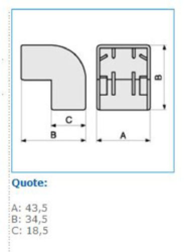 AEM 40x17 W Angolo Esterno per minicanali TMC/TMU, Bianco - BOCCHIOTTI B03166