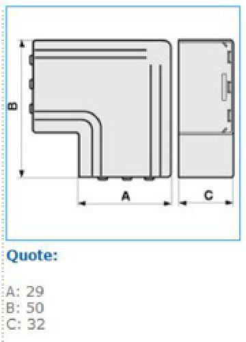 NPAN 25x30 W Angolo Piano per canali linee TA-EN, Bianco - BOCCHIOTTI B02487