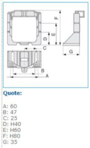 SA-MN Supporto porta apparecchi 60/145mm per linee TA-N / ALU-B / UNA / BIS - BOCCHIOTTI B02294