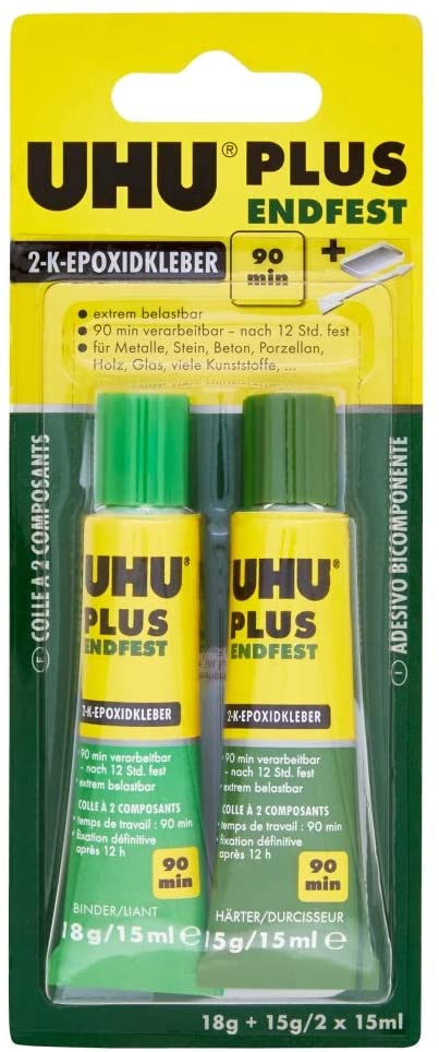 UHU Adesivo Epossidico Bicomponente 90 min, 2 x 15 ml - UHU BOSTIK D9249