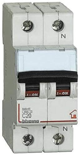 Interruttore Magnetotermico 1P+N curva C 4,5kA 2 moduli DIN 230V In 20A - BTICINO FC810NC20