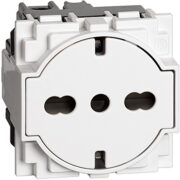 Living Now Presa 2 P+T 16 A 250 Va.c., Modello Flat Shuko Bipasso, Bianco - BTICINO KW4140A16F