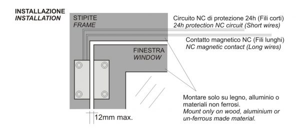 Contatto Magnetico Reed per porte e finestre - HILTRON C401/P