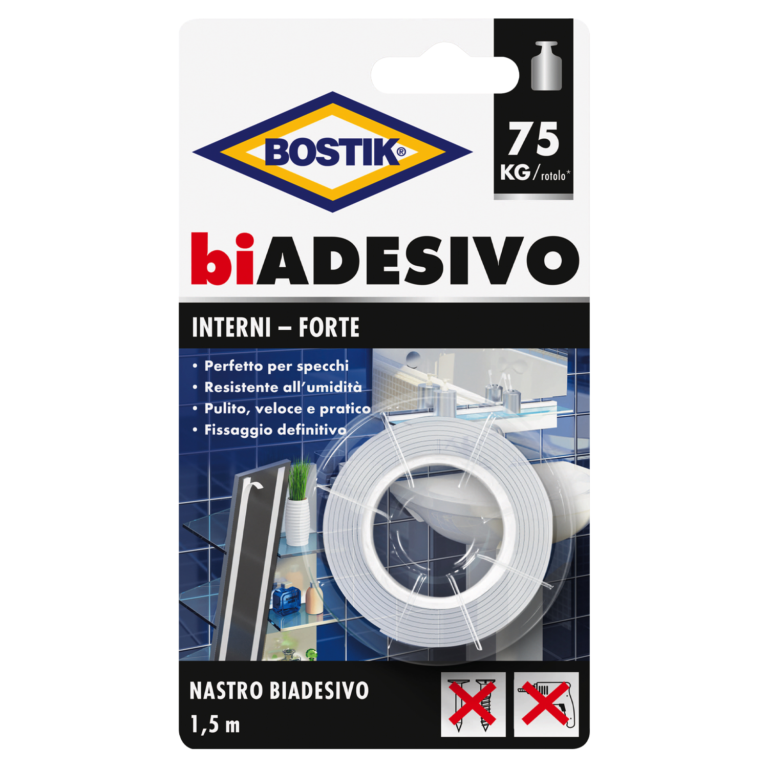 Nastro Biadesivo Interni, 1,5 metri - UHU BOSTIK D3161
