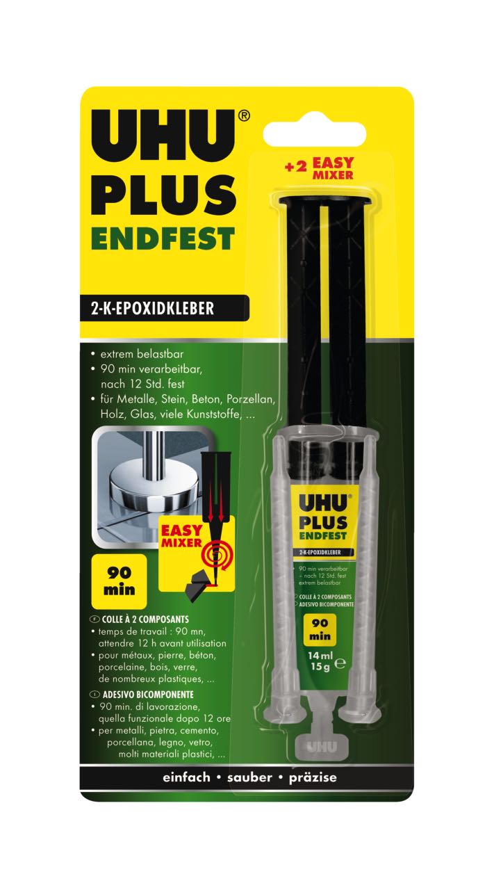 UHU Adesivo Epossidico Bicomponente Universale, Plus 90 Minuti, Siringa 15,5 gr - UHU BOSTIK D5343
