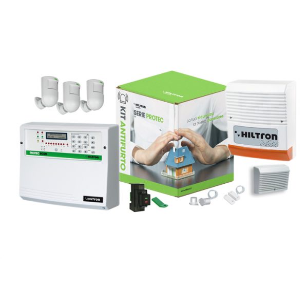 Centrale Allarme KPROTEC8 GSM 8zone +1 Combinatore GSM + IR incorporato + 1 Sirena autoalimentata da esterno + 1 Sirena autoalimentata da interno + 3 Rivelatori DG12 - HILTRON KPROTEC8GSM