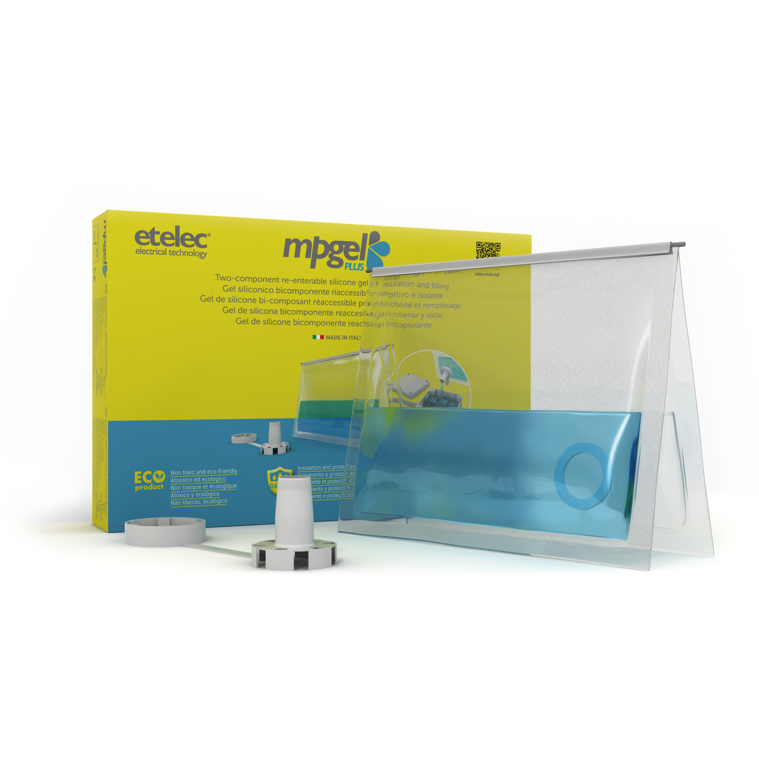 Kit MPgel 0,420 Litri, Gel Isolante Siliconico Bicomponente, Riempimenti Sigillature Scatole Cassette Derivazione Fino1 kV - ETELEC MP420