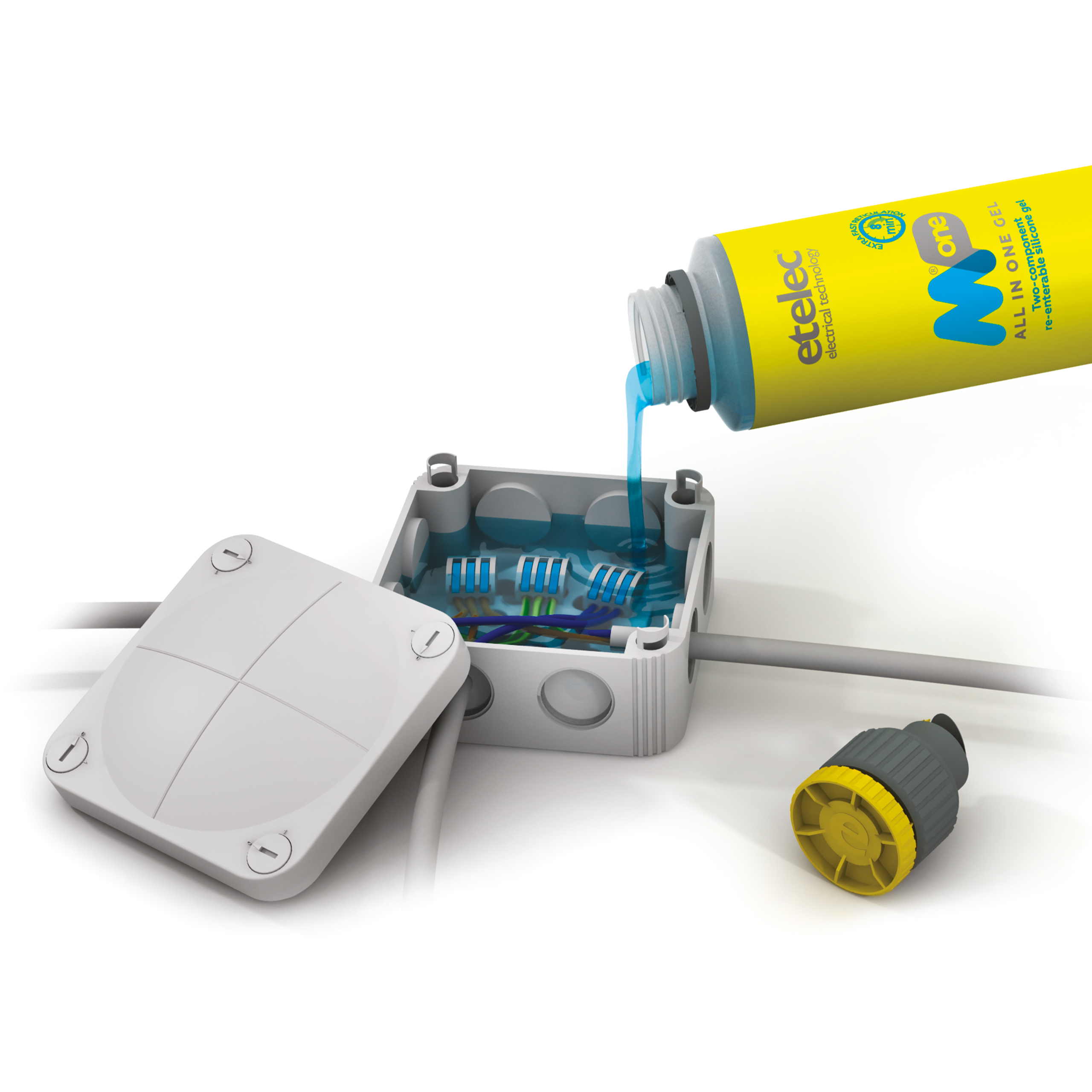 MPONE 0,900 Litri, Gel Siliconico Bicomponente Monoflacone, Riempitivo Isolante Elettrico, Cassette Derivazione, 900 ML - ETELEC MP109