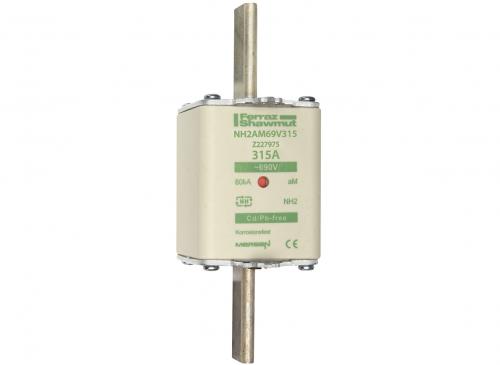 Mersen Ferraz Fusibile NH aM 690VAC , Doppio indicatore/giunti di presa sotto tensione misura 000, 00, 0, 1, 2, 3 - MERSEN NH2AM69V315