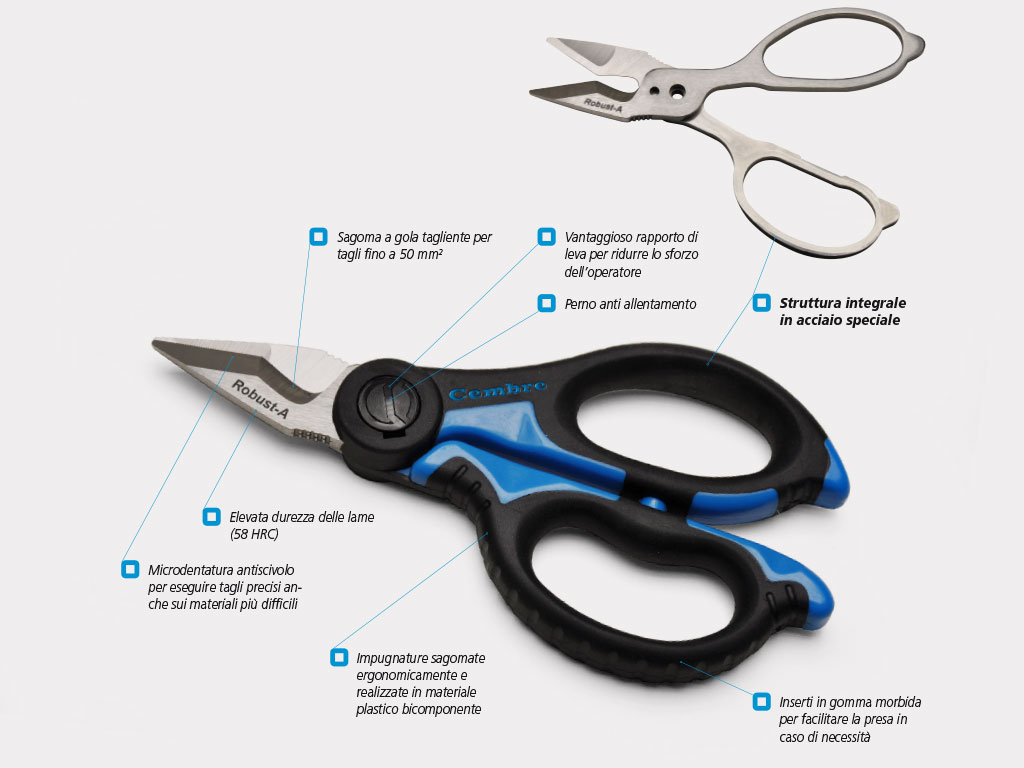 Forbici Robust-A in Acciaio Inox, taglio fino a 50 mmq, completa di custodia - CEMBRE SC5X