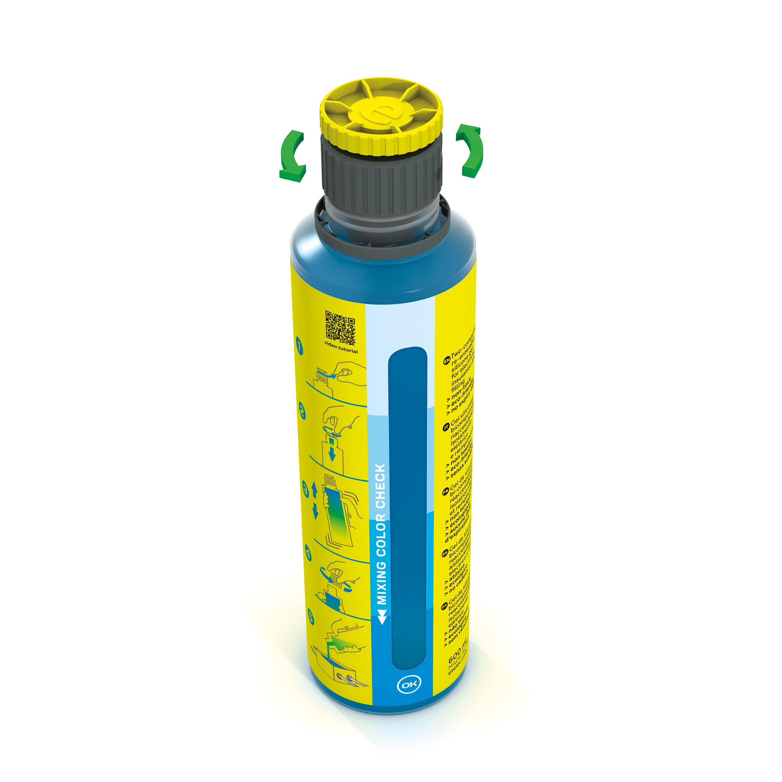 MPONE 0,900 Litri, Gel Siliconico Bicomponente Monoflacone, Riempitivo Isolante Elettrico, Cassette Derivazione, 900 ML - ETELEC MP109