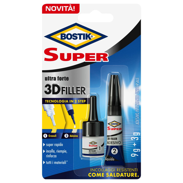 Colla Super 3D Filler 3G Cianoacrilato liquido con speciali granuli 3D - UHU BOSTIK D7000772